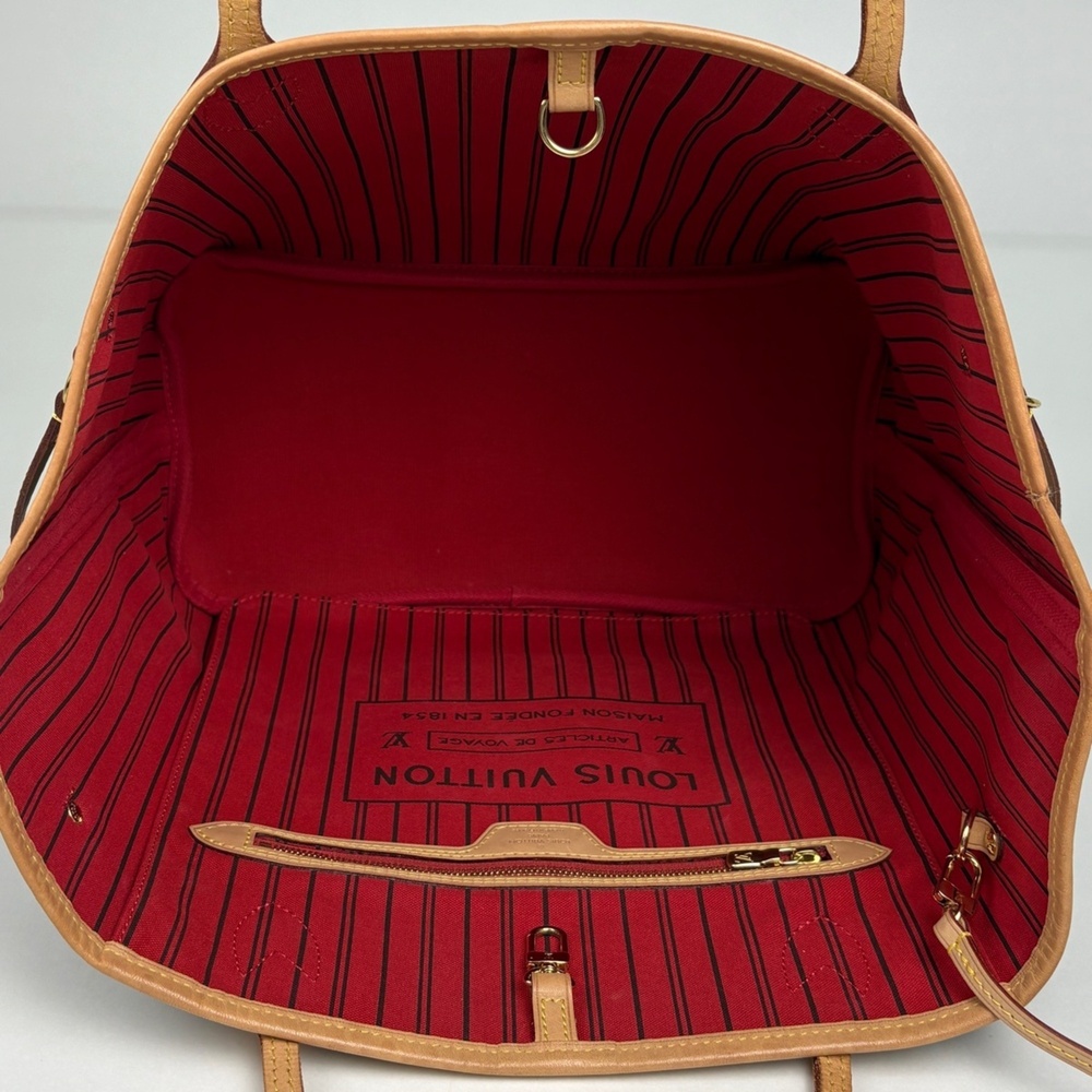 Louis Vuitton Neverfull MM Handbag Tote Bag Monogram Brown Cerise (Red) M4117... - Picture 8 of 8